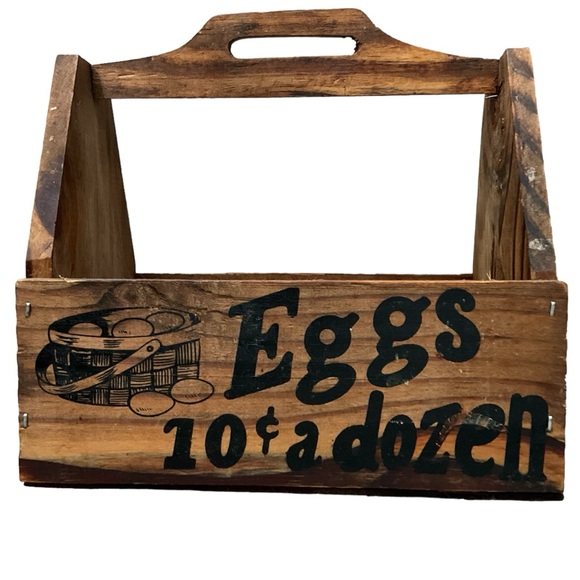 Vintage Rustic Small Wooden Crates With Handles Farmhouse Cottagecore Milk Eggs - Picture 4 of 9